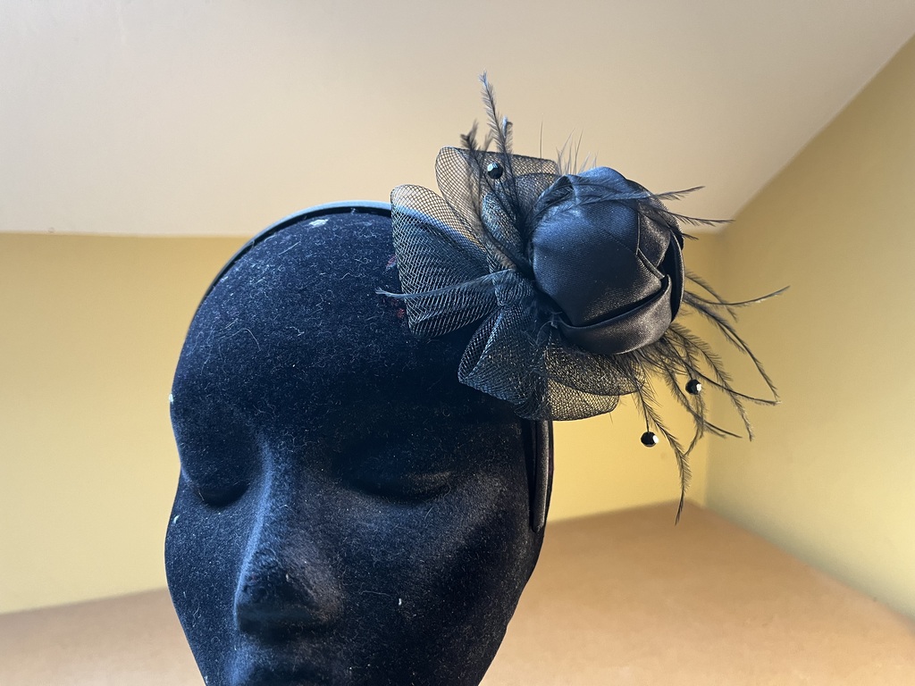 Black Satin Rosette Fascinator